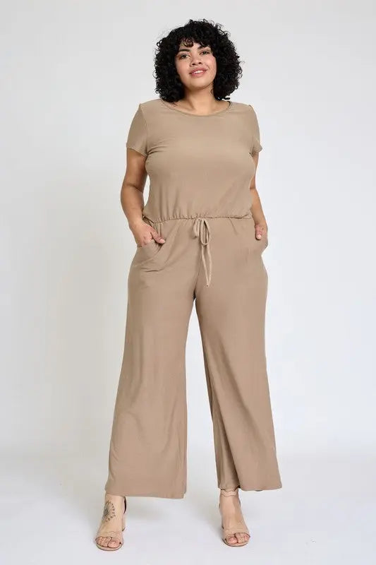 Spring Short Sleeve Jumpsuit W/Pocket - Pure Serenity DBA