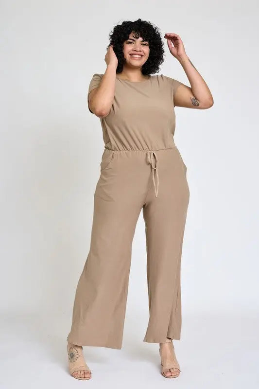 Spring Short Sleeve Jumpsuit W/Pocket - Pure Serenity DBA