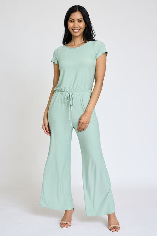 Spring Short Sleeve Jumpsuit W/Pocket - Pure Serenity DBA