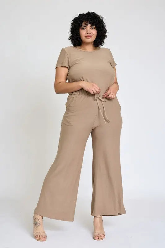 Spring Short Sleeve Jumpsuit W/Pocket - Pure Serenity DBA