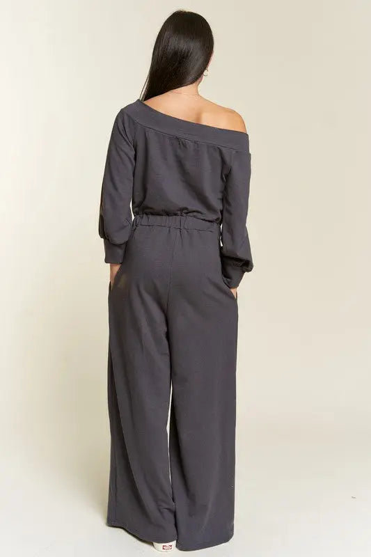 ONE SHOULDER TERRY JUMPSUIT Jade By Jane