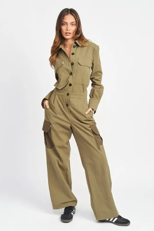 BOTTON DOWN CARGO JUMPSUIT Emory Park