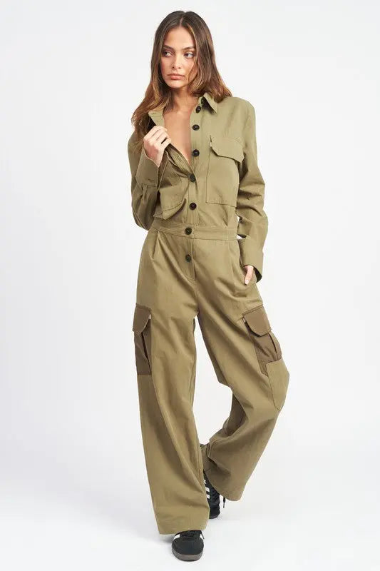 BOTTON DOWN CARGO JUMPSUIT Emory Park