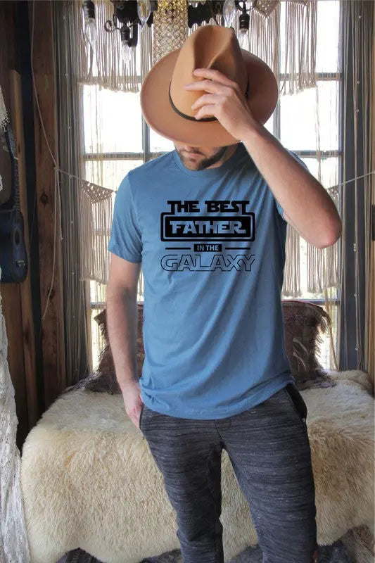 Best Father in the Galaxy Graphic Mens Tee Ocean and 7th