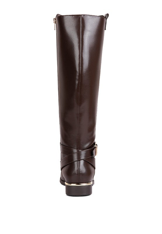 Renny Buckle Strap Embellished Calf Boots - Pure Serenity DBA