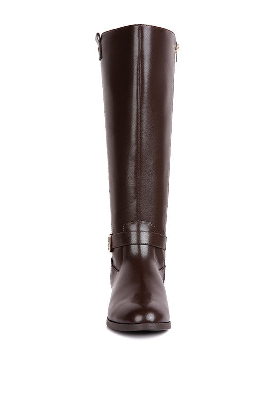 Renny Buckle Strap Embellished Calf Boots - Pure Serenity DBA