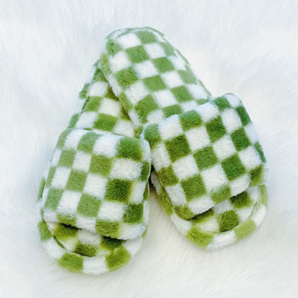 Luxe Lounge Checker Cozy Slippers - Pure Serenity DBA