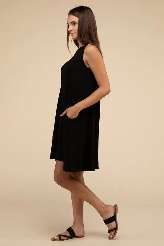 Sleeveless Flared Dress with Side Pockets ZENANA