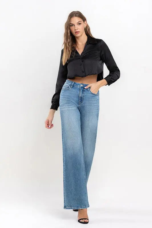 High Rise Wide Leg Jeans - Pure Serenity DBA