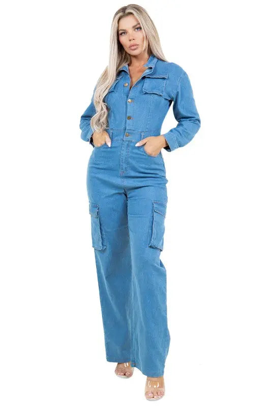 WOMEN DENIM SEXY JUMPSUIT By Claude