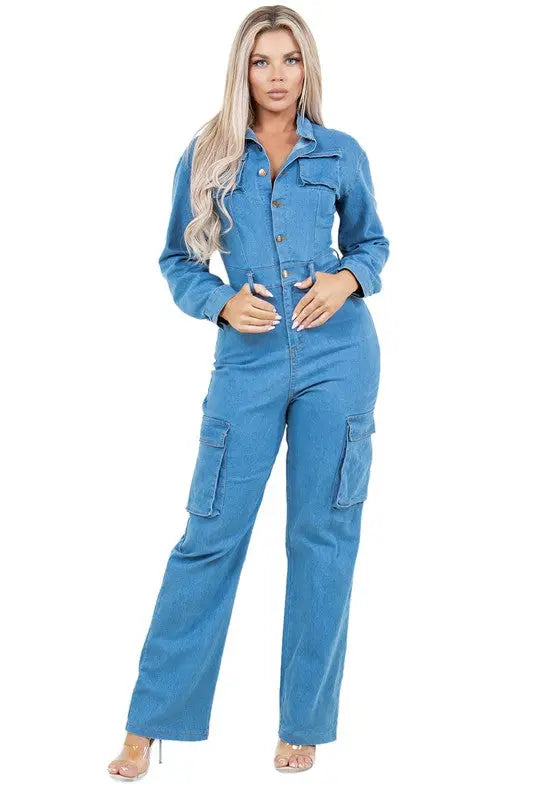 WOMEN DENIM SEXY JUMPSUIT By Claude