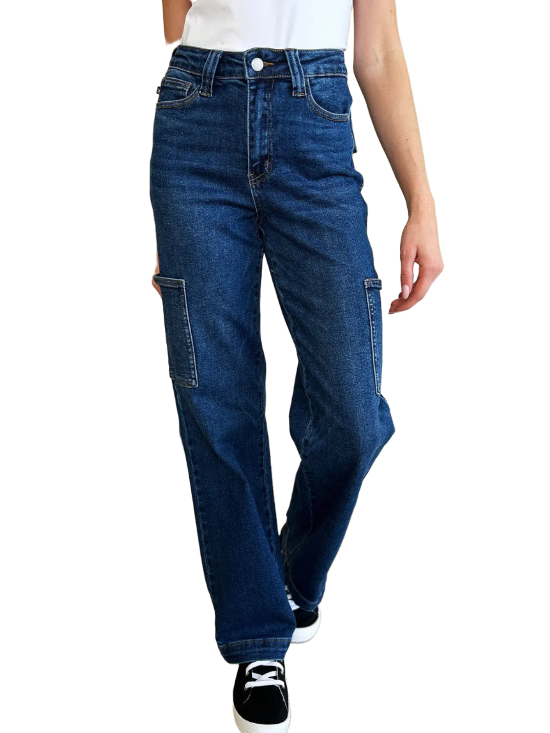 Judy Blue Full Size High Waist Straight Cargo Jeans - Pure Serenity DBA