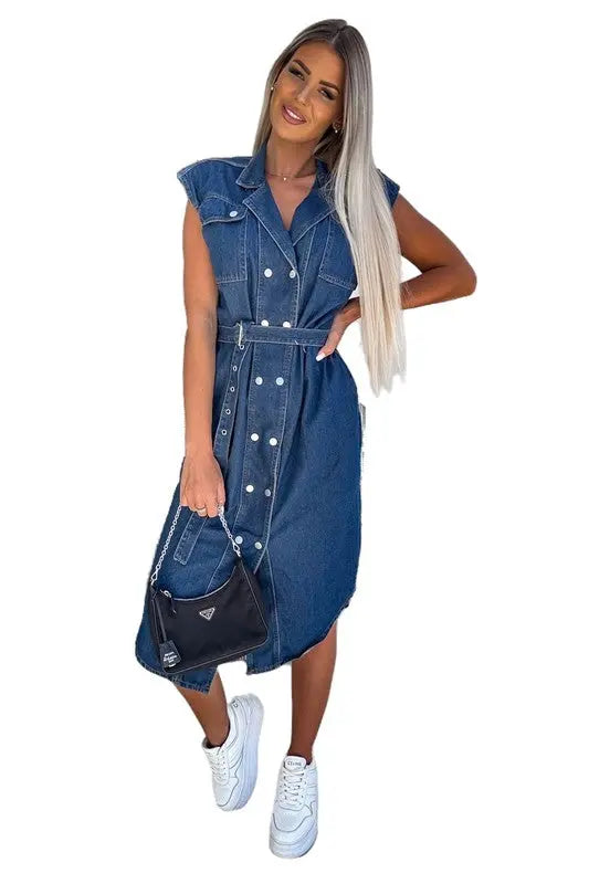 WOMEN SEXY DENIM VEST DRESS By Claude