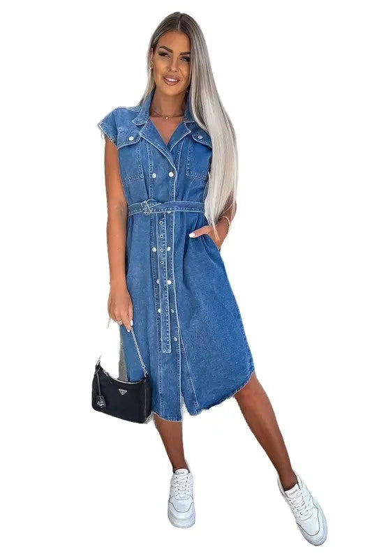 WOMEN SEXY DENIM VEST DRESS By Claude