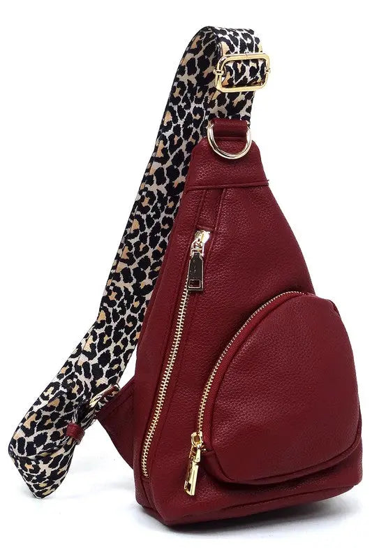 Leopard Strap Sling Backpack Fashion World