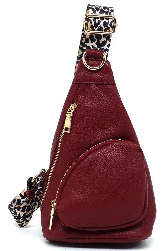 Leopard Strap Sling Backpack Fashion World