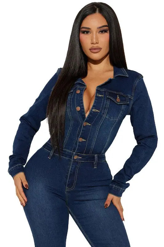 WOMEN DENIM SEXY JUMPSUIT By Claude