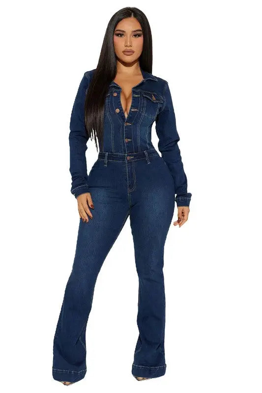 WOMEN DENIM SEXY JUMPSUIT By Claude