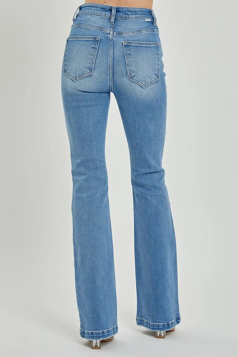 RISEN Full Size High Rise Button Fly Bootcut Jeans Trendsi