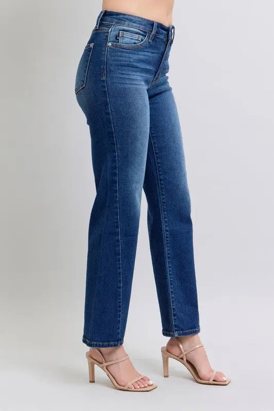 Judy Blue Full Size Side Seam Detail Straight Jeans with Pockets Trendsi