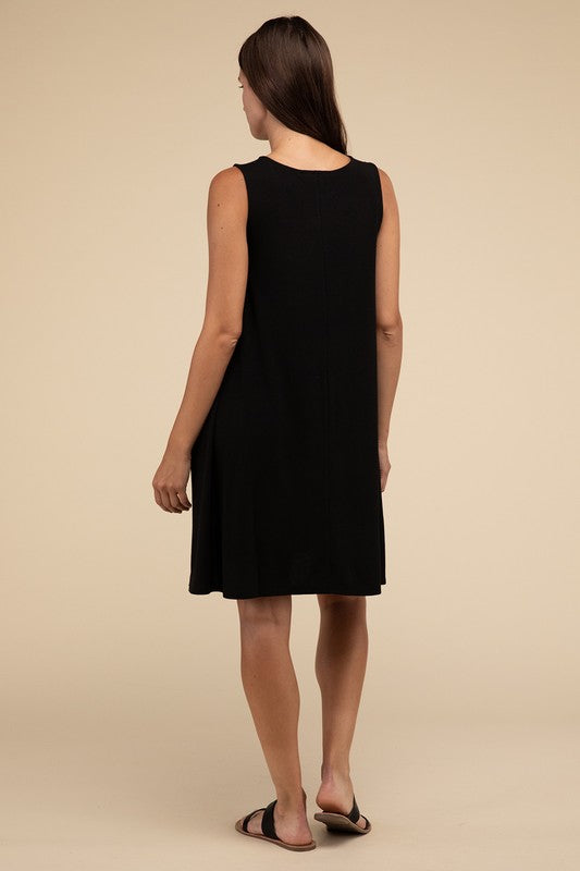 Sleeveless Flared Dress with Side Pockets - Pure Serenity DBA