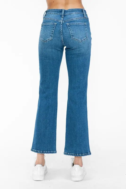 bytos Full Size Cat's Whiskers Mid Rise Ankle Jeans Trendsi