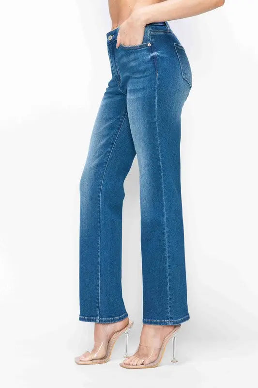 bytos Full Size Cat's Whiskers High Rise Straight Jeans Trendsi