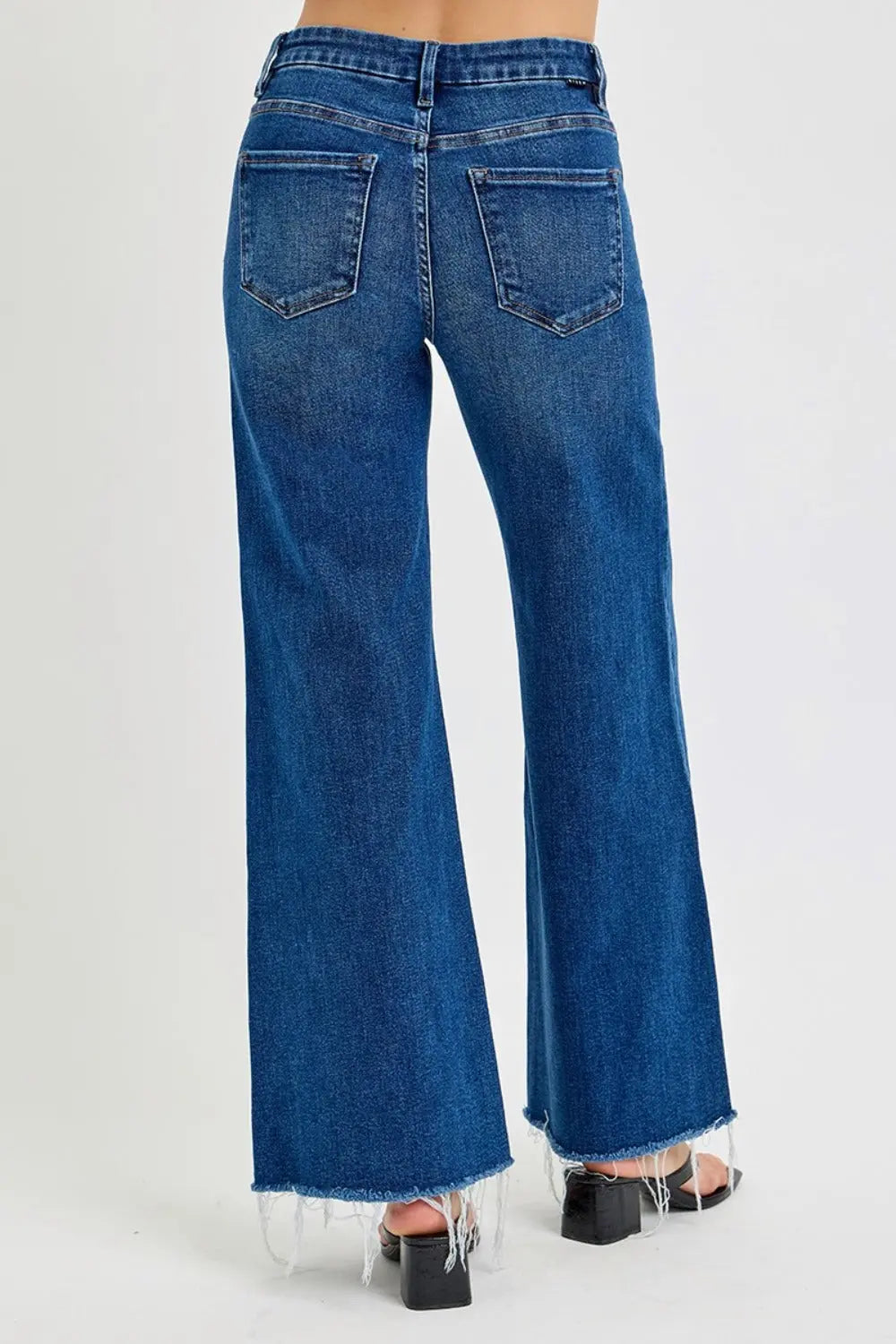 RISEN Tummy Control High Rise Wide Leg Jeans Trendsi