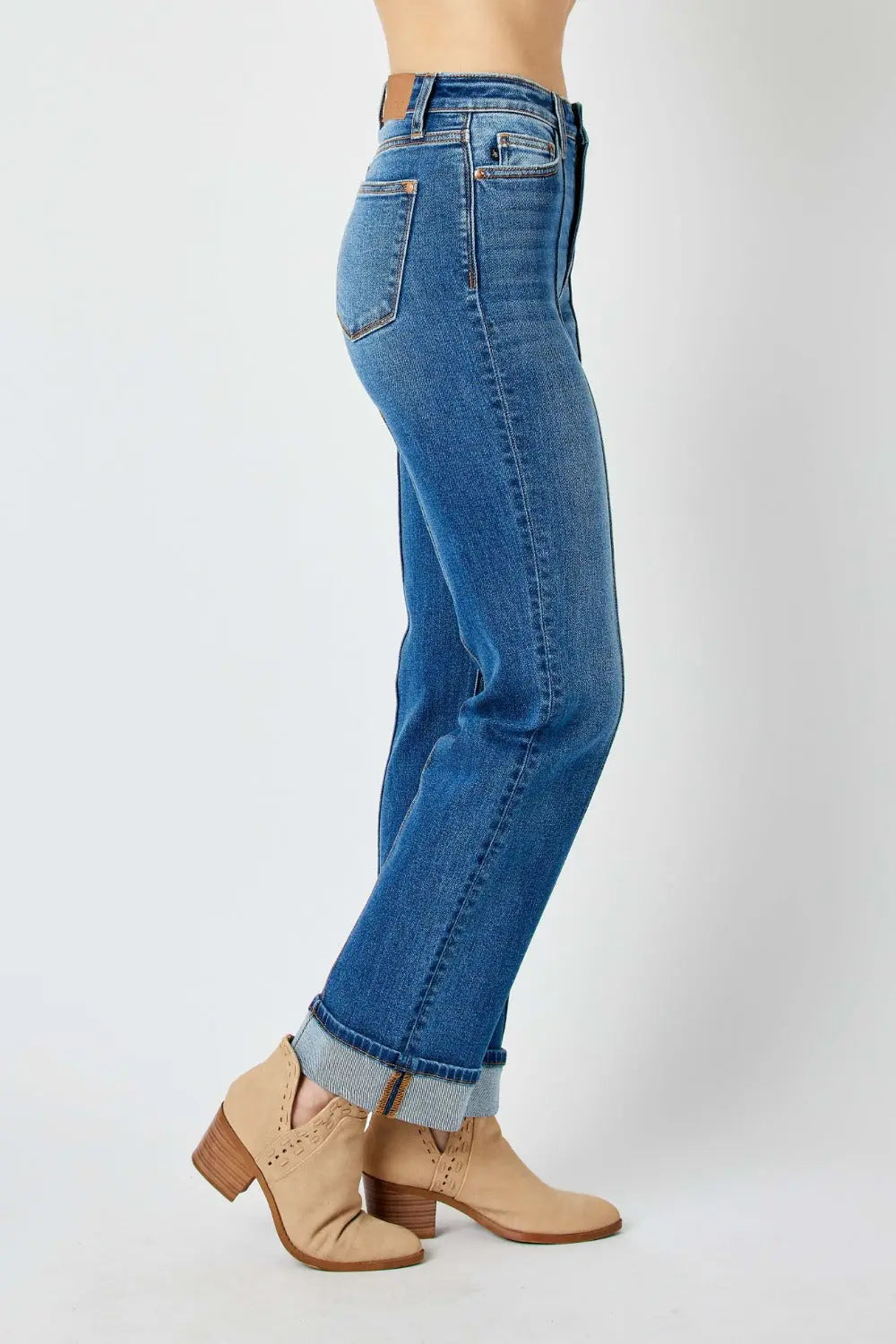 Judy Blue Full Size High Waist Front Seam Detail Straight Jeans Trendsi