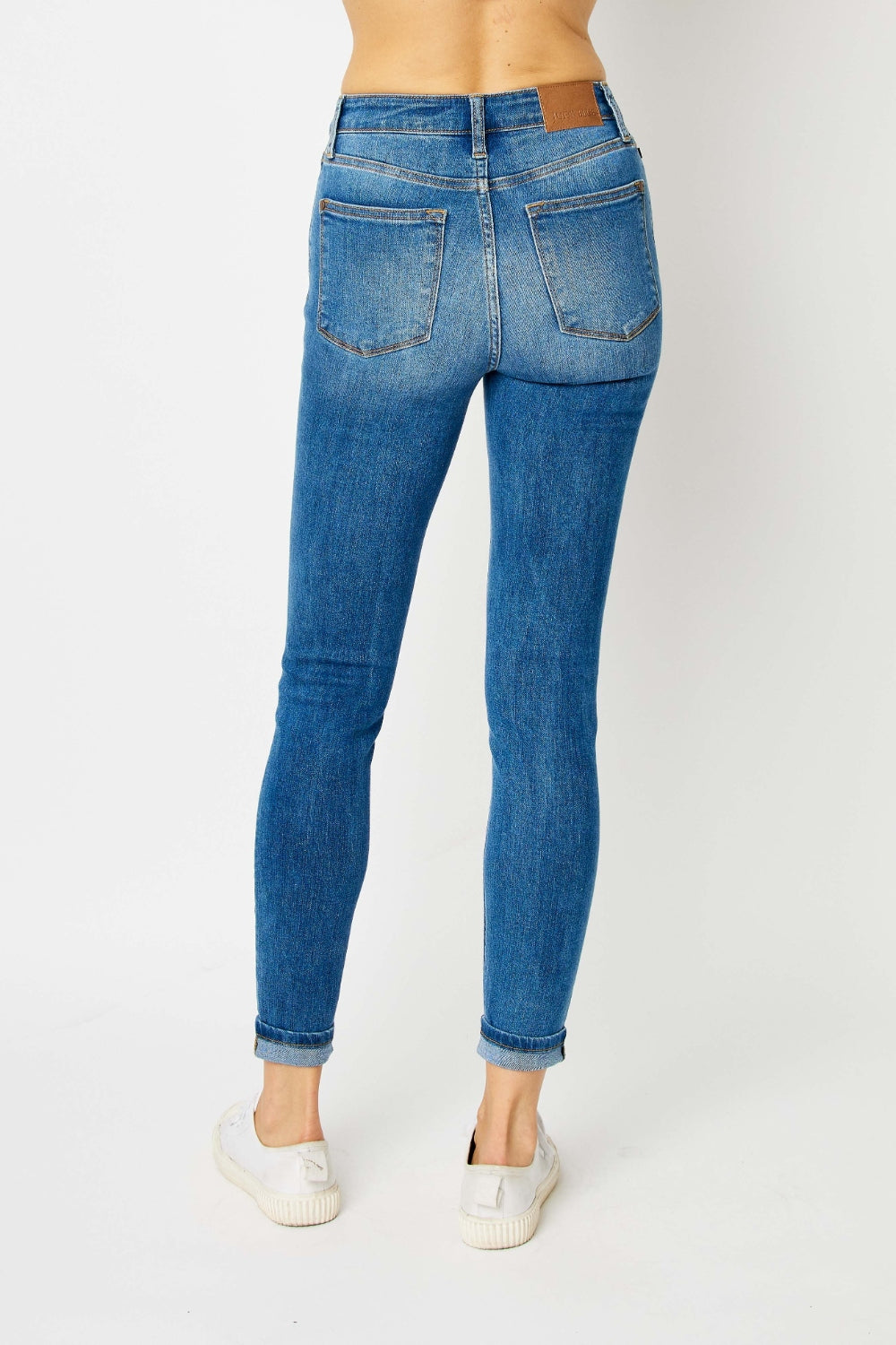 Judy Blue Full Size Cuffed Hem Skinny Jeans Trendsi