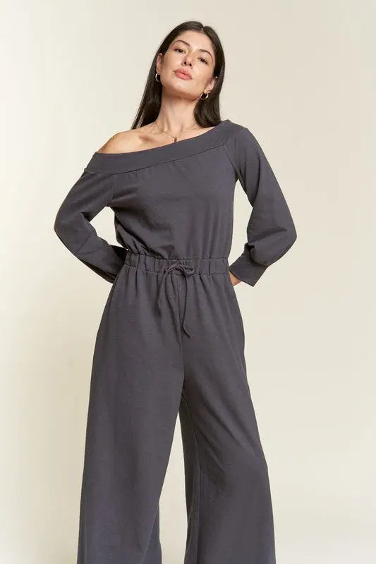 ONE SHOULDER TERRY JUMPSUIT Jade By Jane