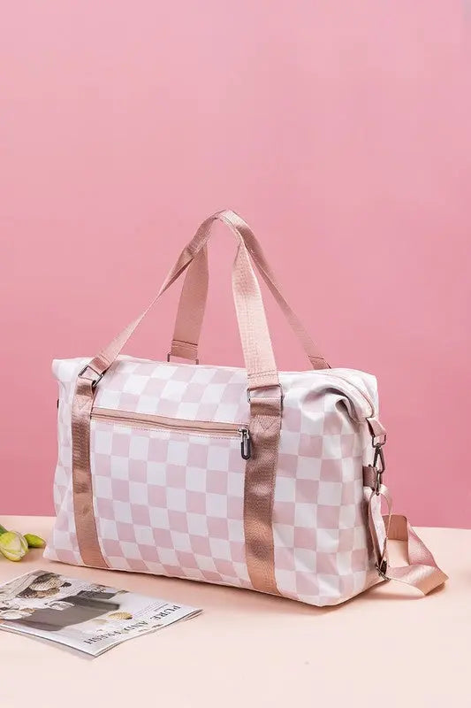 Zenana Checkered Multi-Pocket Travel Bag Trendsi