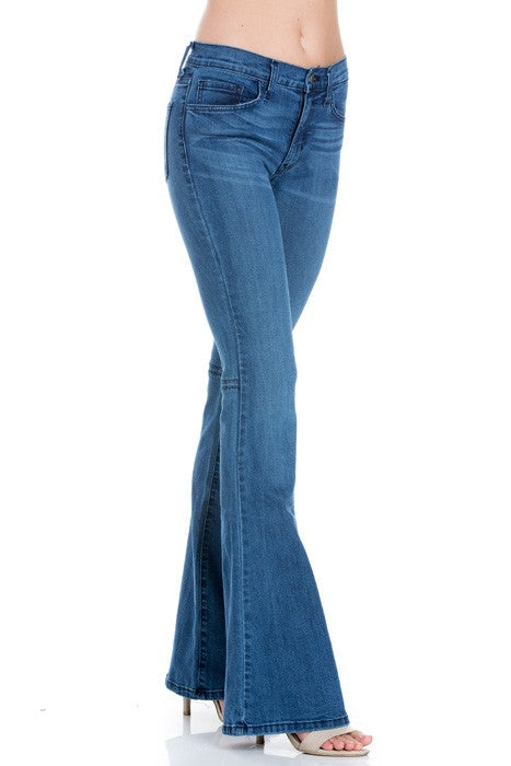 mid rise flare bell bottom denim jeans pants - Pure Serenity DBA