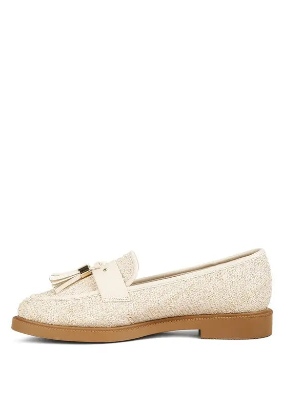 Foxford Tassle Detail Raffia Loafers - Pure Serenity DBA