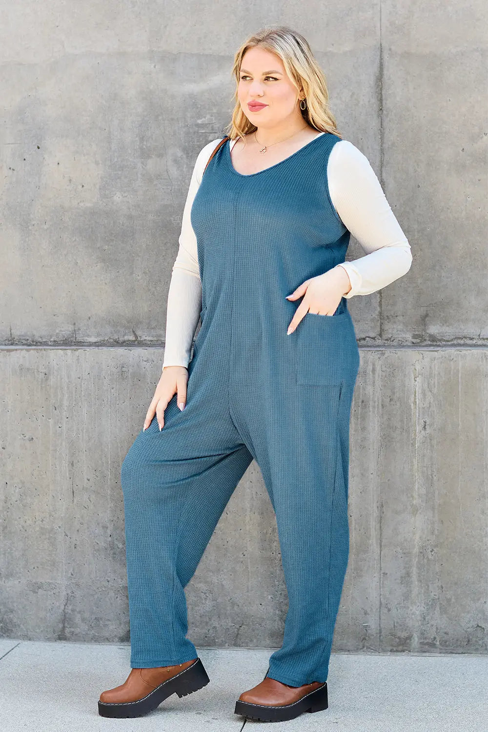 Double Take Full Size Sleeveless Straight Jumpsuit Trendsi