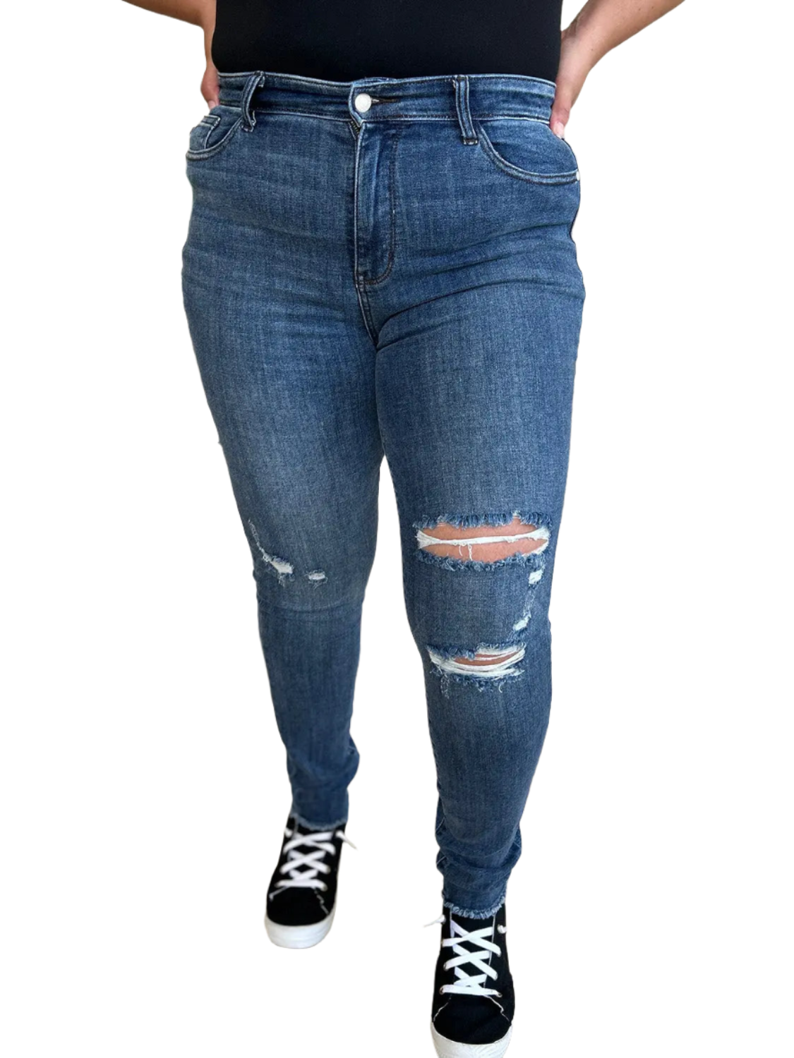 Judy Blue Full Size  High Waist Distressed Skinny Jeans - Pure Serenity DBA