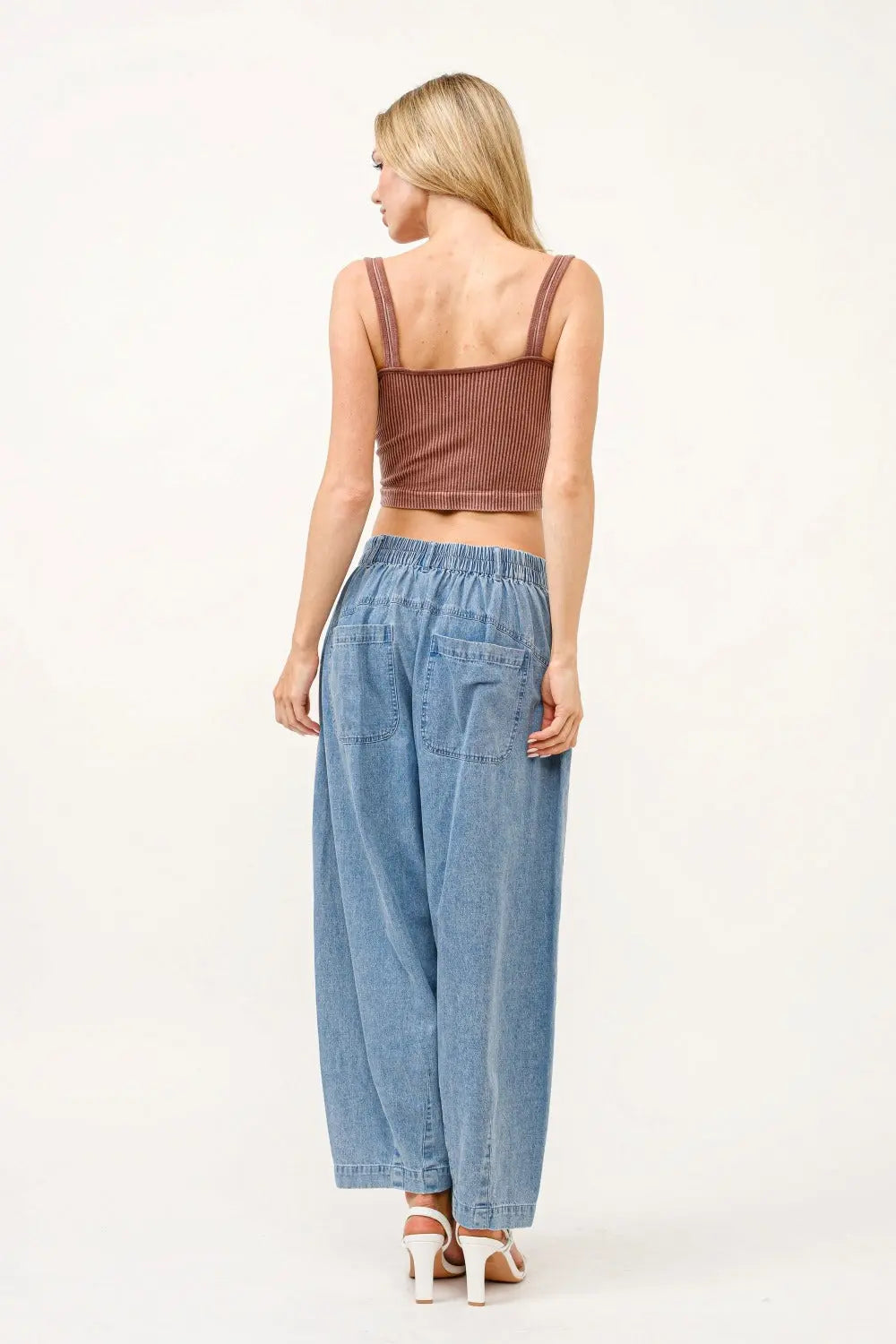 And The Why Elastic Back Pleated Baggy Jeans Trendsi