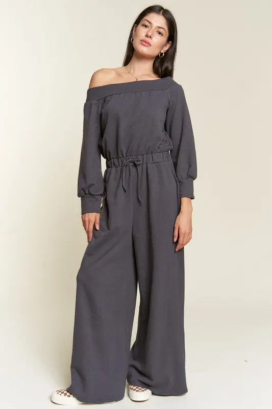 ONE SHOULDER TERRY JUMPSUIT Jade By Jane