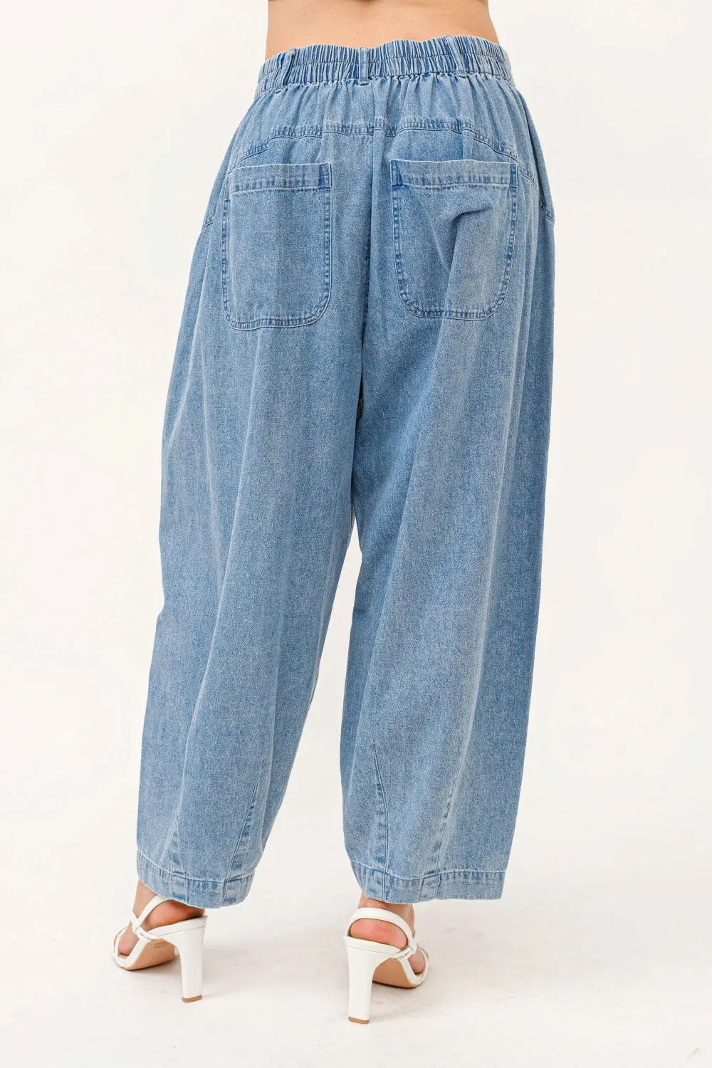 And The Why Elastic Back Pleated Baggy Jeans Trendsi