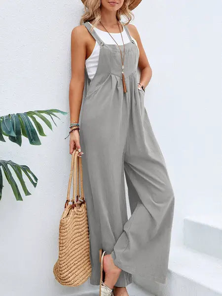 Solid Color Casual Overalls  HWFQHAQ3C4 Pure Serenity DBA