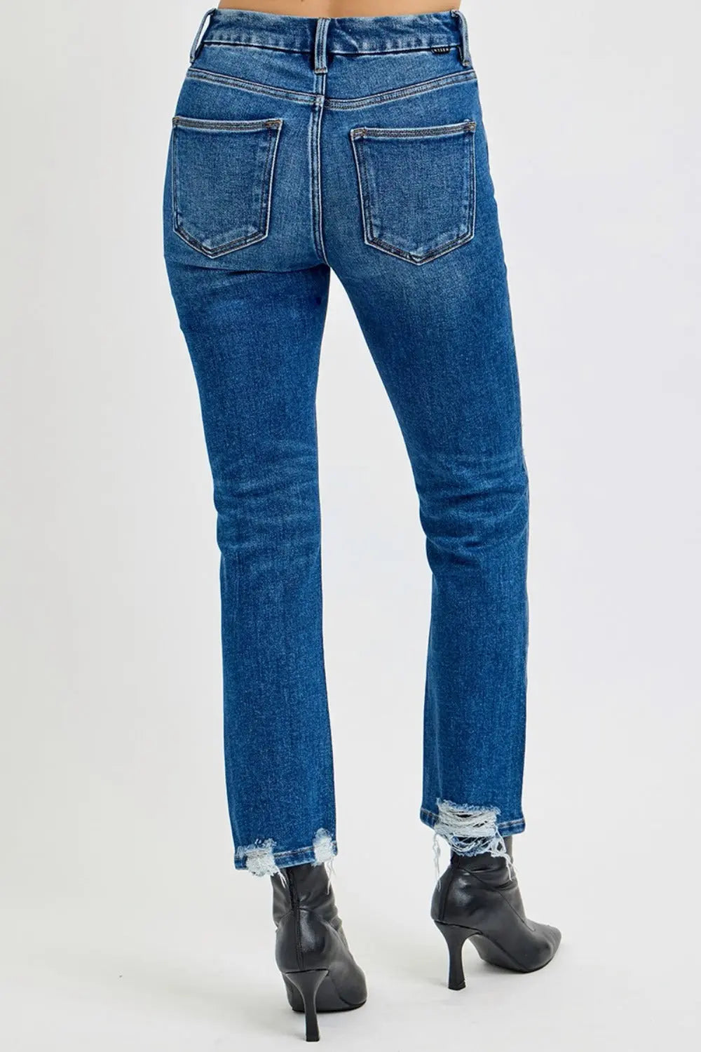 RISEN Full Size High Rise Distressed Crop Straight Jeans Trendsi