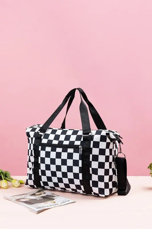 Zenana Checkered Multi-Pocket Travel Bag Trendsi