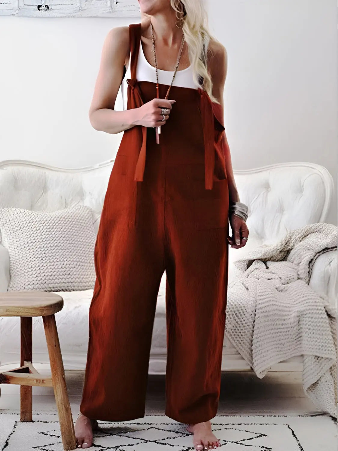 Pocketed Wide Strap Overalls Trendsi