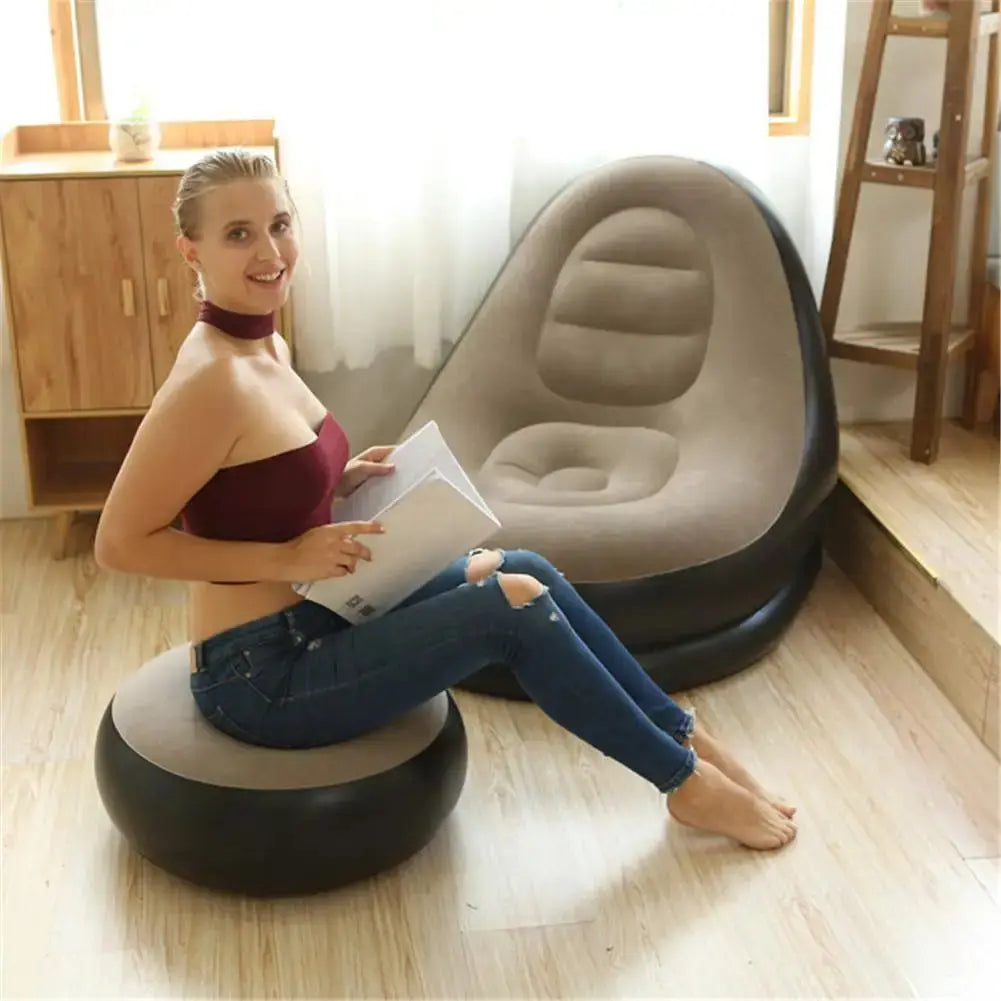Iatable Air Mattress Lazy Sofa Deck Chair Comfortable Leg Stool Rest Single Beanbag for home and Outdoor Use eprolo