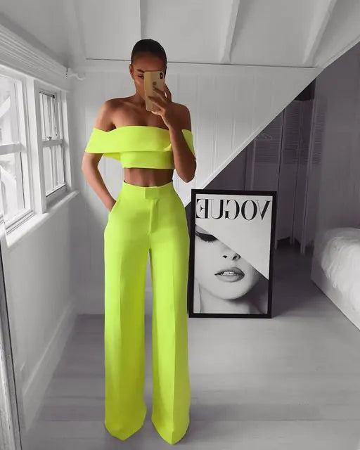 Cropped Top + Long Trousers Set Pure Serenity DBA