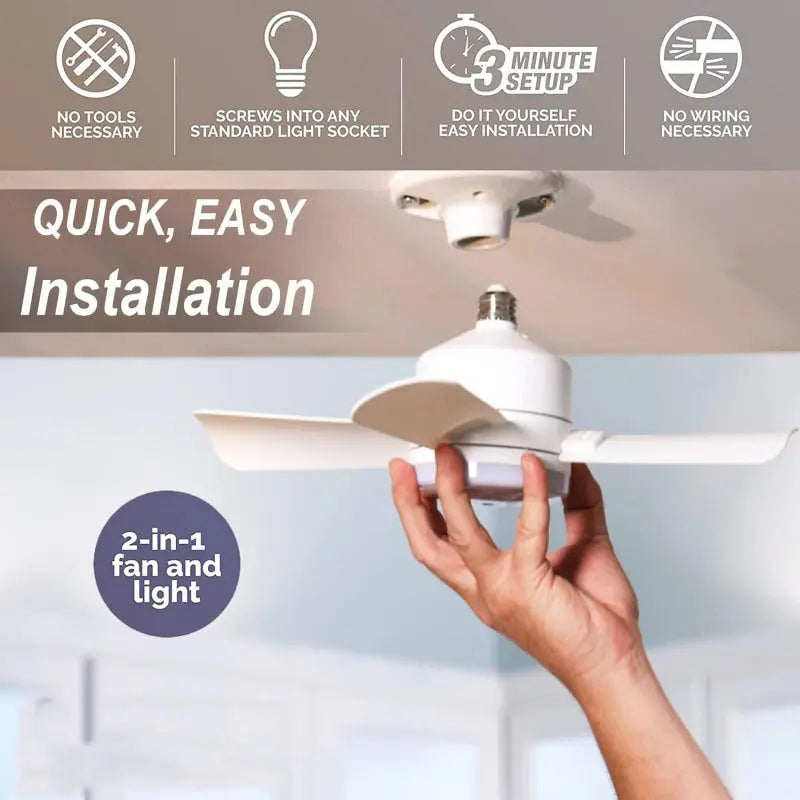 Socket Fan Light With Remote Adjustable Screw Mouth Intelligent Remote Control Integrated LED Fan Light Yiwu Renfan Trading Co., LTD