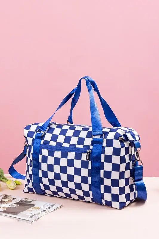 Zenana Checkered Multi-Pocket Travel Bag Trendsi