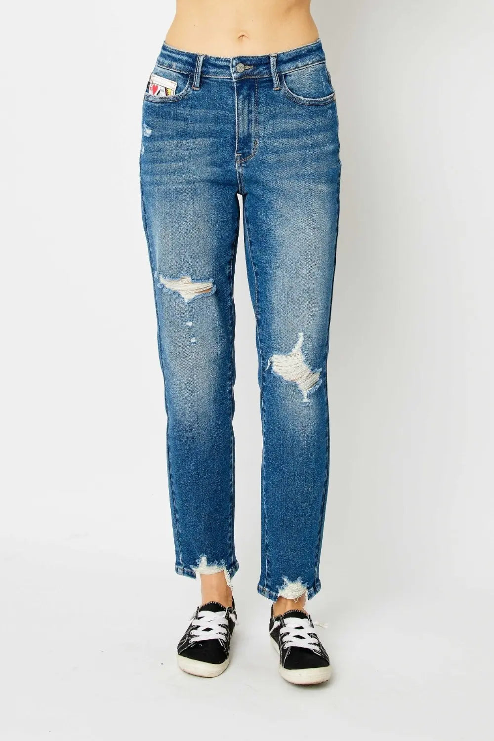 Judy Blue Full Size Distressed Slim Jeans Trendsi