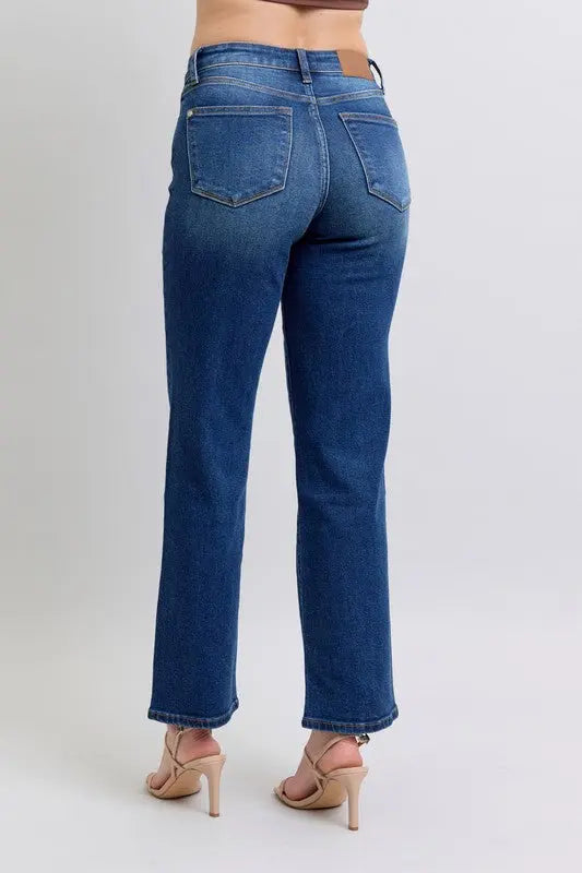 Judy Blue Full Size Side Seam Detail Straight Jeans with Pockets Trendsi