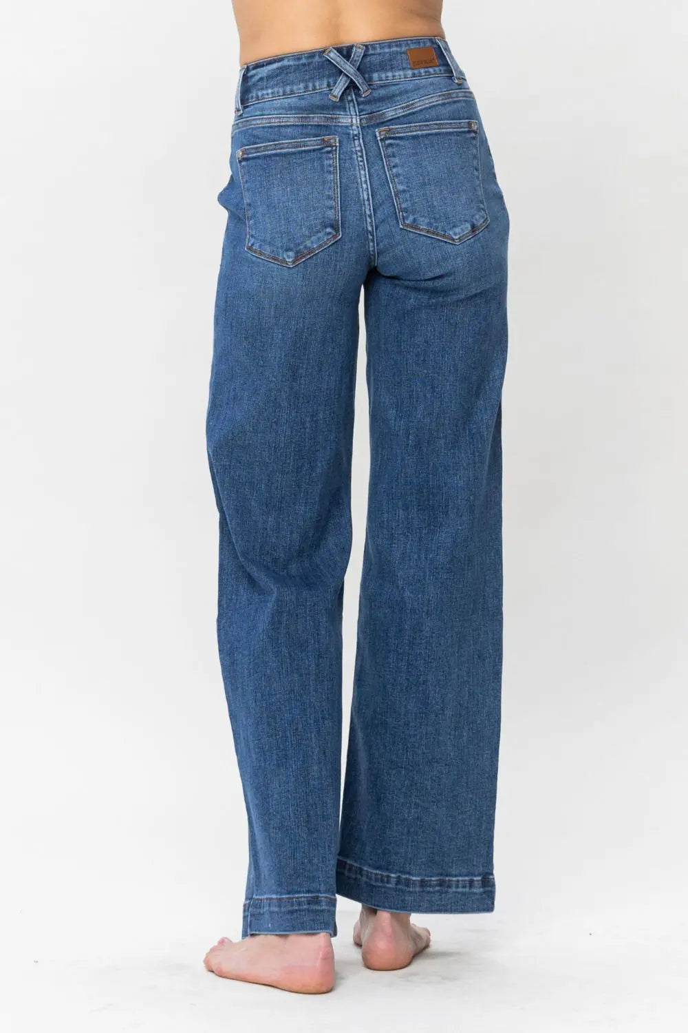 Judy Blue Full Size Double Button Wide Leg Jeans Trendsi